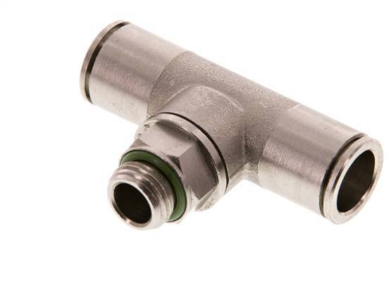 12mm x G1/4'' Inline Tee Push-in Fitting with Male Threads Brass FKM Rotatable