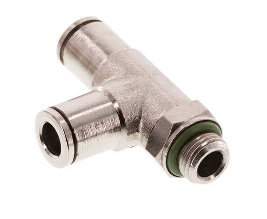 6mm x G1/8'' Right Angle Tee Push-in Fitting with Male Threads Brass FKM Rotatable