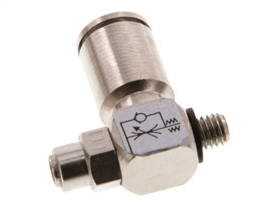 Flow Control Valve Meter-Out Elbow 6 mm - M5 Brass Slotted Screw Banjo