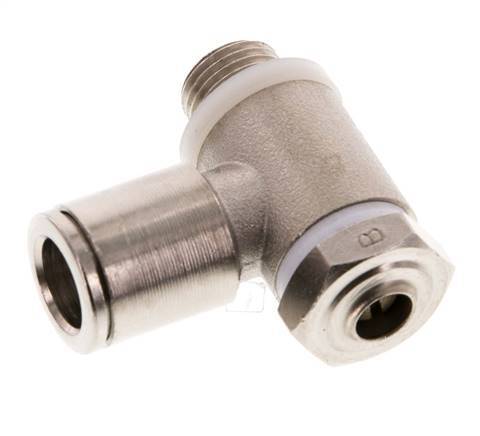 Flow Control Valve Meter-Out Elbow 8 mm - G1/8'' Brass Slotted Screw Banjo