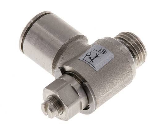 Flow Control Valve Meter-Out Elbow 12 mm - G1/4'' Brass Slotted Screw