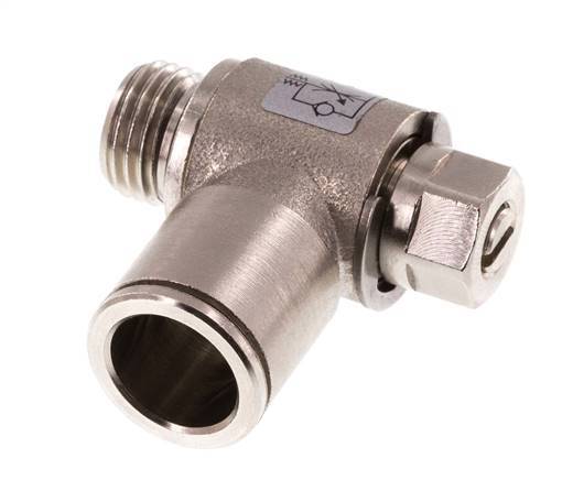 Flow Control Valve Meter-In Elbow 12 mm - G1/4'' Brass Slotted Screw