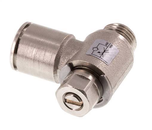Flow Control Valve Meter-In Elbow 12 mm - G1/4'' Brass Slotted Screw