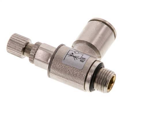 Flow Control Valve Meter-Out Elbow 8 mm - G1/8'' Brass Knurled Screw