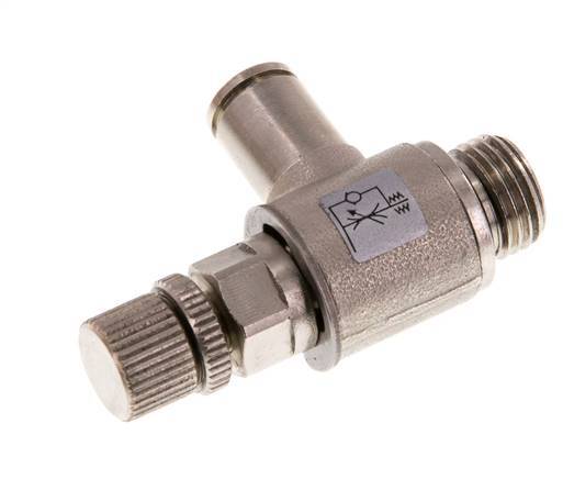 Flow Control Valve Meter-Out Elbow 6 mm - G1/4'' Brass Knurled Screw