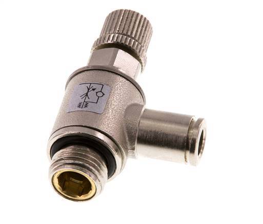 Flow Control Valve Meter-Out Elbow 6 mm - G1/4'' Brass Knurled Screw