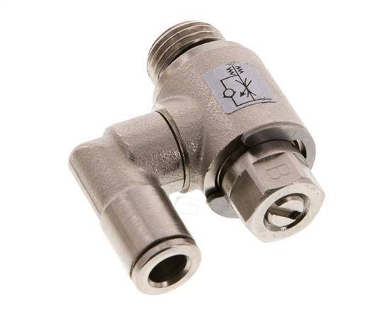 Flow Control Valve Meter-Out Rotatable 6 mm - G1/4'' Brass Slotted Screw
