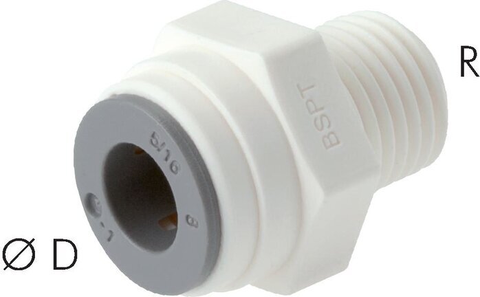 5/16'' x 1/8'' NPT Push-in Fitting with Male Threads POM EPDM [10 Pieces]