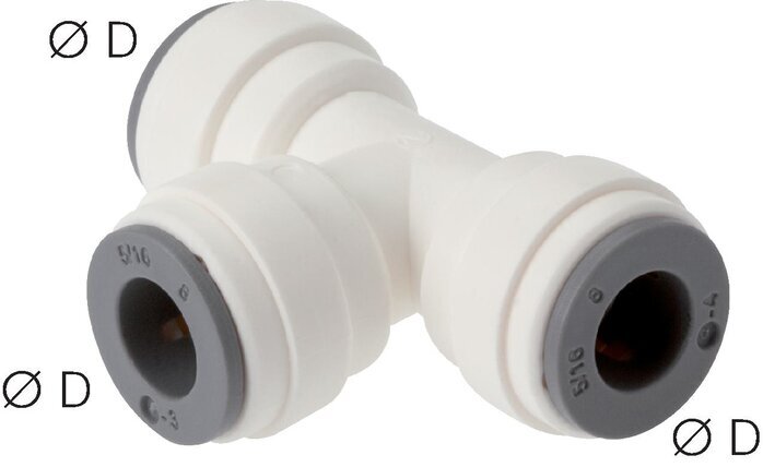 10mm Tee Push-in Fitting POM EPDM FDA [2 Pieces]