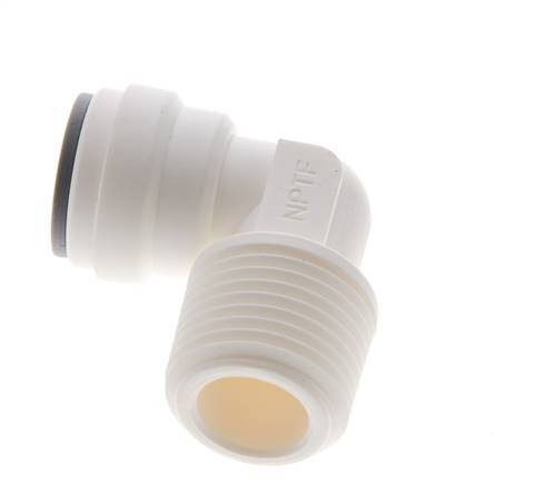 5/16'' x 3/8'' NPT 90deg Elbow Push-in Fitting with Male Threads POM EPDM [5 Pieces]