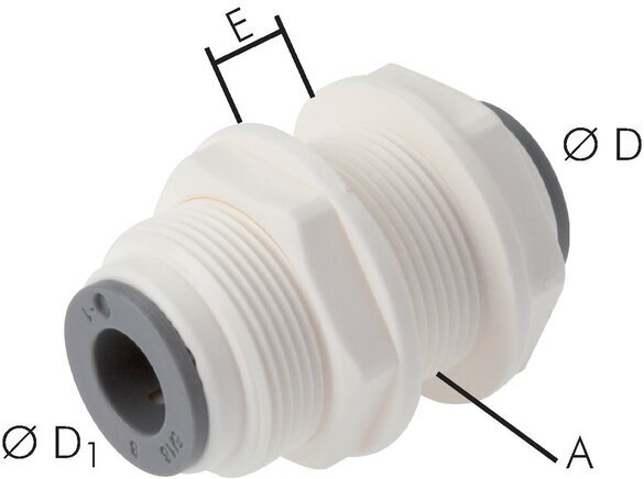1/4'' Push-in Fitting POM EPDM Bulkhead [5 Pieces]