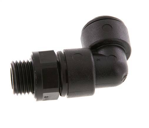 8mm x G1/4'' 90deg Elbow Push-in Fitting with Male Threads POM NBR Rotatable [2 Pieces]