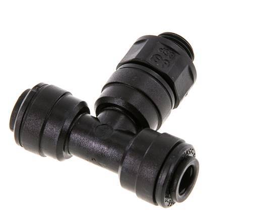 6mm x G1/8'' Inline Tee Push-in Fitting with Male Threads POM NBR FDA Rotatable [2 Pieces]