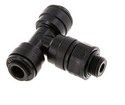 6mm x G1/8'' Inline Tee Push-in Fitting with Male Threads POM NBR FDA Rotatable [2 Pieces]