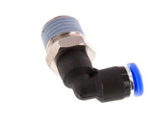 5/32'' x 1/4'' NPT 90deg Elbow Push-in Fitting with Male Threads Brass/PBT NBR Rotatable [2 Pieces]