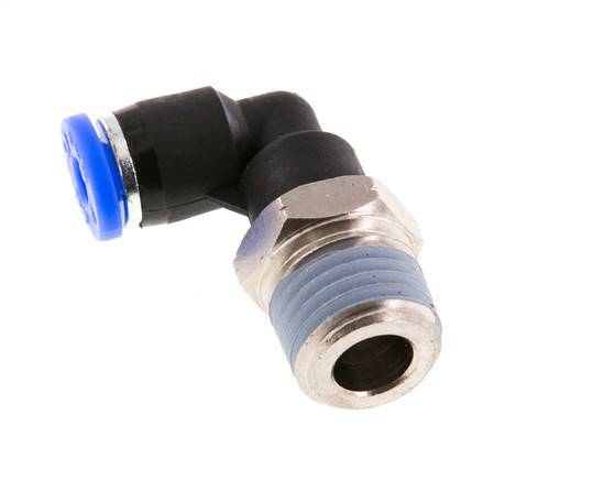 5/32'' x 1/4'' NPT 90deg Elbow Push-in Fitting with Male Threads Brass/PBT NBR Rotatable [2 Pieces]