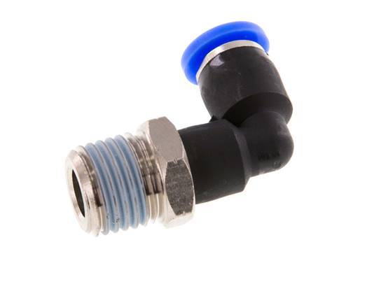 3/16'' x 1/4'' NPT 90deg Elbow Push-in Fitting with Male Threads Brass/PBT NBR Rotatable [2 Pieces]