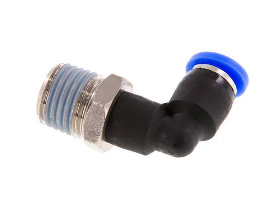 3/16'' x 1/4'' NPT 90deg Elbow Push-in Fitting with Male Threads Brass/PBT NBR Rotatable [2 Pieces]