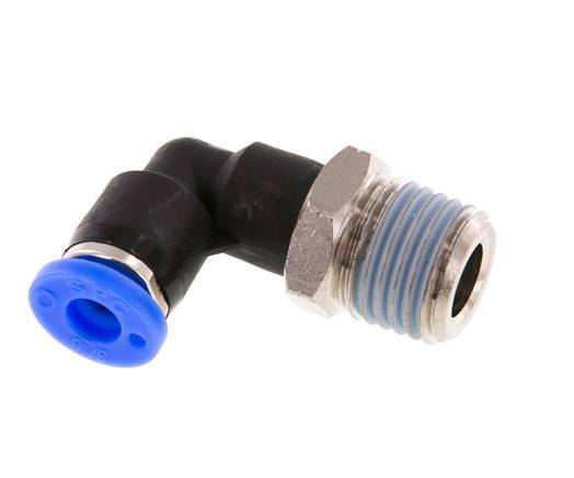 3/16'' x 1/4'' NPT 90deg Elbow Push-in Fitting with Male Threads Brass/PBT NBR Rotatable [2 Pieces]