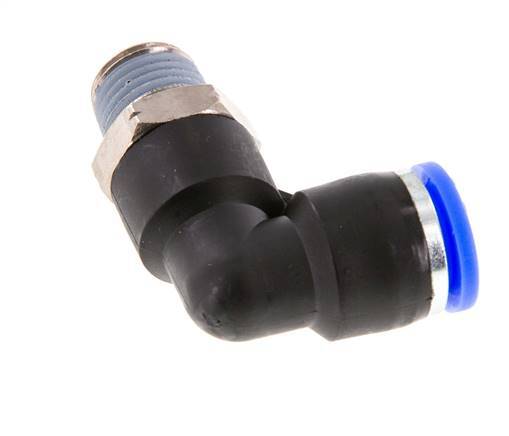 3/8'' x 1/4'' NPT 90deg Elbow Push-in Fitting with Male Threads Brass/PBT NBR Rotatable [2 Pieces]