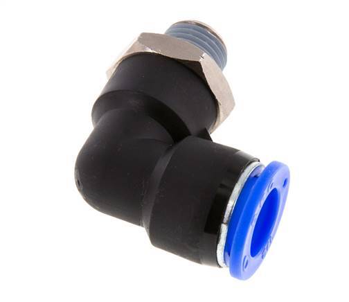 1/2'' x 1/4'' NPT 90deg Elbow Push-in Fitting with Male Threads Brass/PBT NBR Rotatable [2 Pieces]