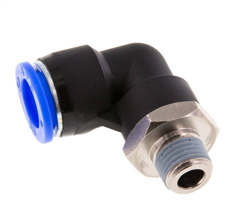 1/2'' x 1/4'' NPT 90deg Elbow Push-in Fitting with Male Threads Brass/PBT NBR Rotatable [2 Pieces]