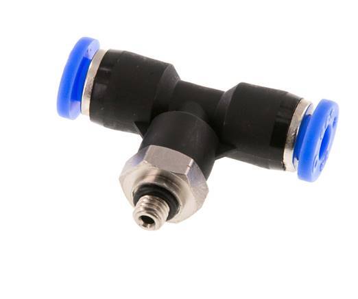 3/16'' x UNF 10-32 Inline Tee Push-in Fitting Brass/PBT NBR Rotatable [2 Pieces]
