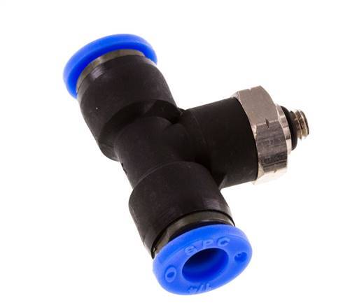 1/4'' x UNF 10-32 Inline Tee Push-in Fitting Brass/PBT NBR Rotatable [2 Pieces]