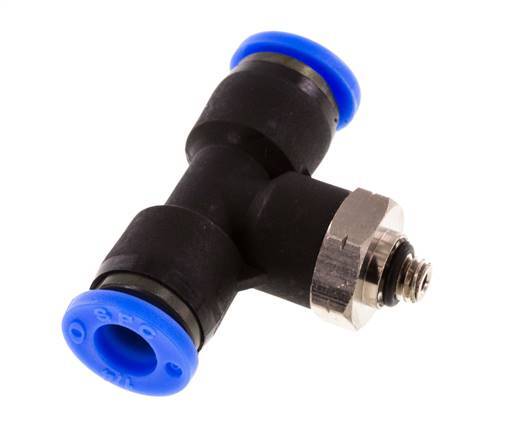 1/4'' x UNF 10-32 Inline Tee Push-in Fitting Brass/PBT NBR Rotatable [2 Pieces]