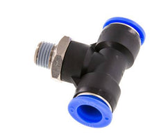 1/2'' x 1/4'' NPT Inline Tee Push-in Fitting with Male Threads Brass/PBT NBR Rotatable