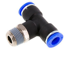 3/8'' x 3/8'' NPT Inline Tee Push-in Fitting with Male Threads Brass/PBT NBR Rotatable