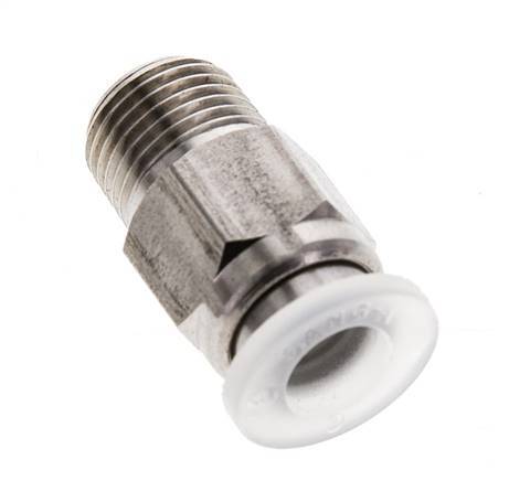6mm x R1/8'' Push-in Fitting with Male Threads Stainless Steel/PA EPDM/PTFE
