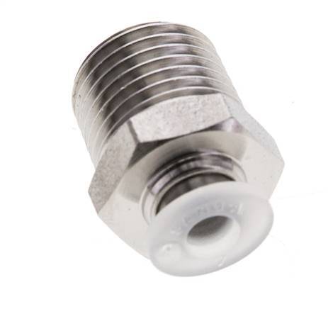 4mm x R1/4'' Push-in Fitting with Male Threads Stainless Steel/PA EPDM/PTFE