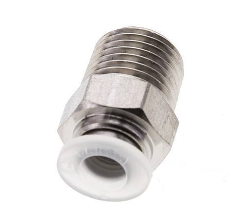 6mm x R1/4'' Push-in Fitting with Male Threads Stainless Steel/PA EPDM/PTFE