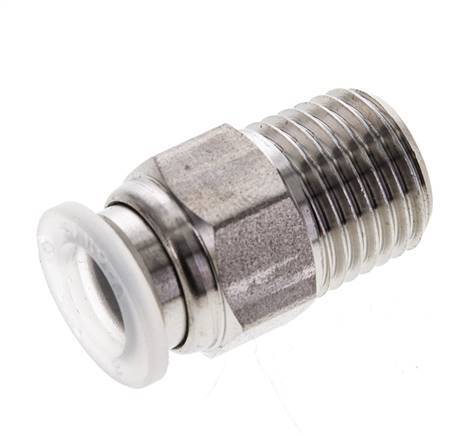 8mm x R1/4'' Push-in Fitting with Male Threads Stainless Steel/PA EPDM/PTFE