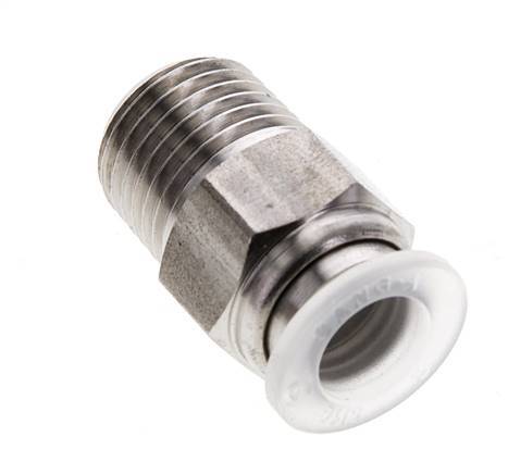 8mm x R1/4'' Push-in Fitting with Male Threads Stainless Steel/PA EPDM/PTFE
