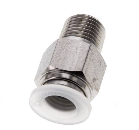 10mm x R1/4'' Push-in Fitting with Male Threads Stainless Steel/PA EPDM/PTFE