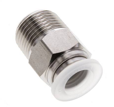 10mm x R3/8'' Push-in Fitting with Male Threads Stainless Steel/PA EPDM/PTFE