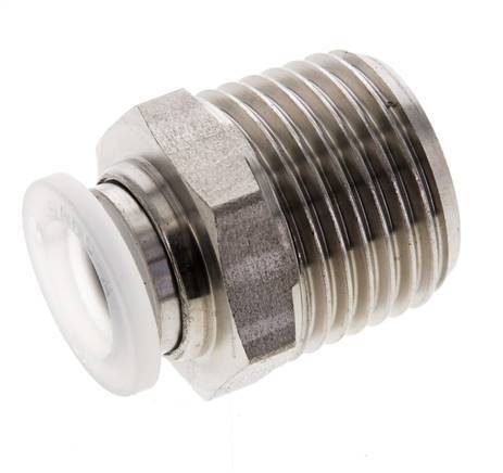10mm x R1/2'' Push-in Fitting with Male Threads Stainless Steel/PA EPDM/PTFE