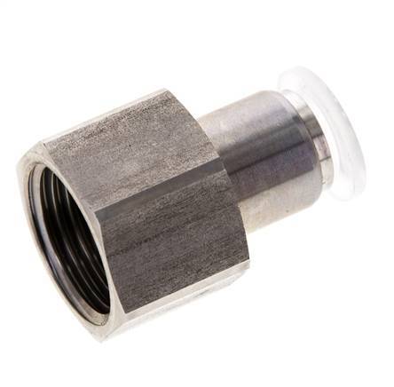 10mm x G1/2'' Push-in Fitting with Female Threads Stainless Steel/PA EPDM/PTFE