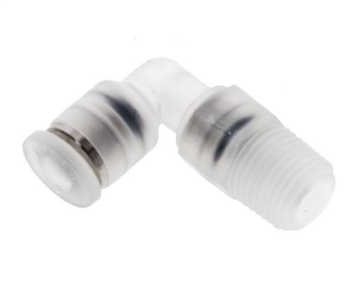 4mm x R1/8'' 90deg Elbow Push-in Fitting with Male Threads PA EPDM/PTFE Rotatable
