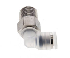 6mm x R1/4'' 90deg Elbow Push-in Fitting with Male Threads PA/Stainless Steel EPDM/PTFE Rotatable