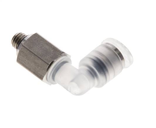 4mm x M 5 90deg Elbow Push-in Fitting with Male Threads PA/Stainless Steel EPDM Rotatable