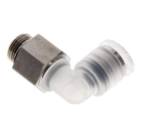 6mm x G1/8'' 90deg Elbow Push-in Fitting with Male Threads PA/Stainless Steel EPDM Rotatable