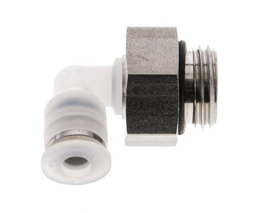 4mm x G1/4'' 90deg Elbow Push-in Fitting with Male Threads PA/Stainless Steel EPDM Rotatable