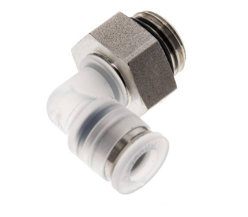 6mm x G1/4'' 90deg Elbow Push-in Fitting with Male Threads PA/Stainless Steel EPDM Rotatable