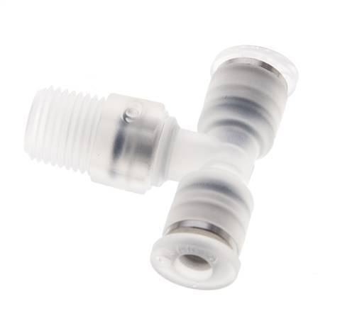 4mm x R1/8'' Inline Tee Push-in Fitting with Male Threads PA EPDM FDA Rotatable