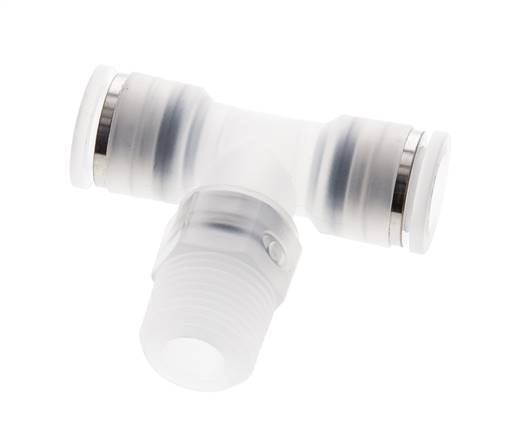 10mm x R3/8'' Inline Tee Push-in Fitting with Male Threads PA EPDM FDA Rotatable