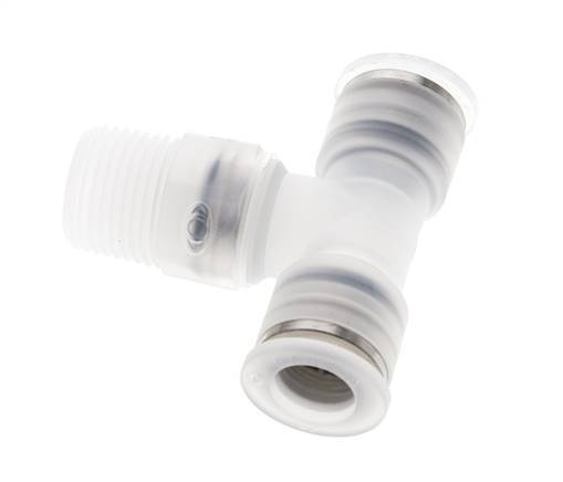 10mm x R3/8'' Inline Tee Push-in Fitting with Male Threads PA EPDM FDA Rotatable