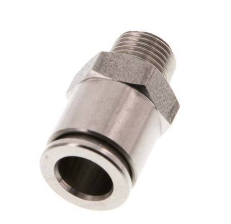8mm x R1/8'' Push-in Fitting with Male Threads Stainless Steel FKM